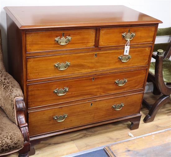 A 19th century string inlaid mahogany chest of drawers W.106cm